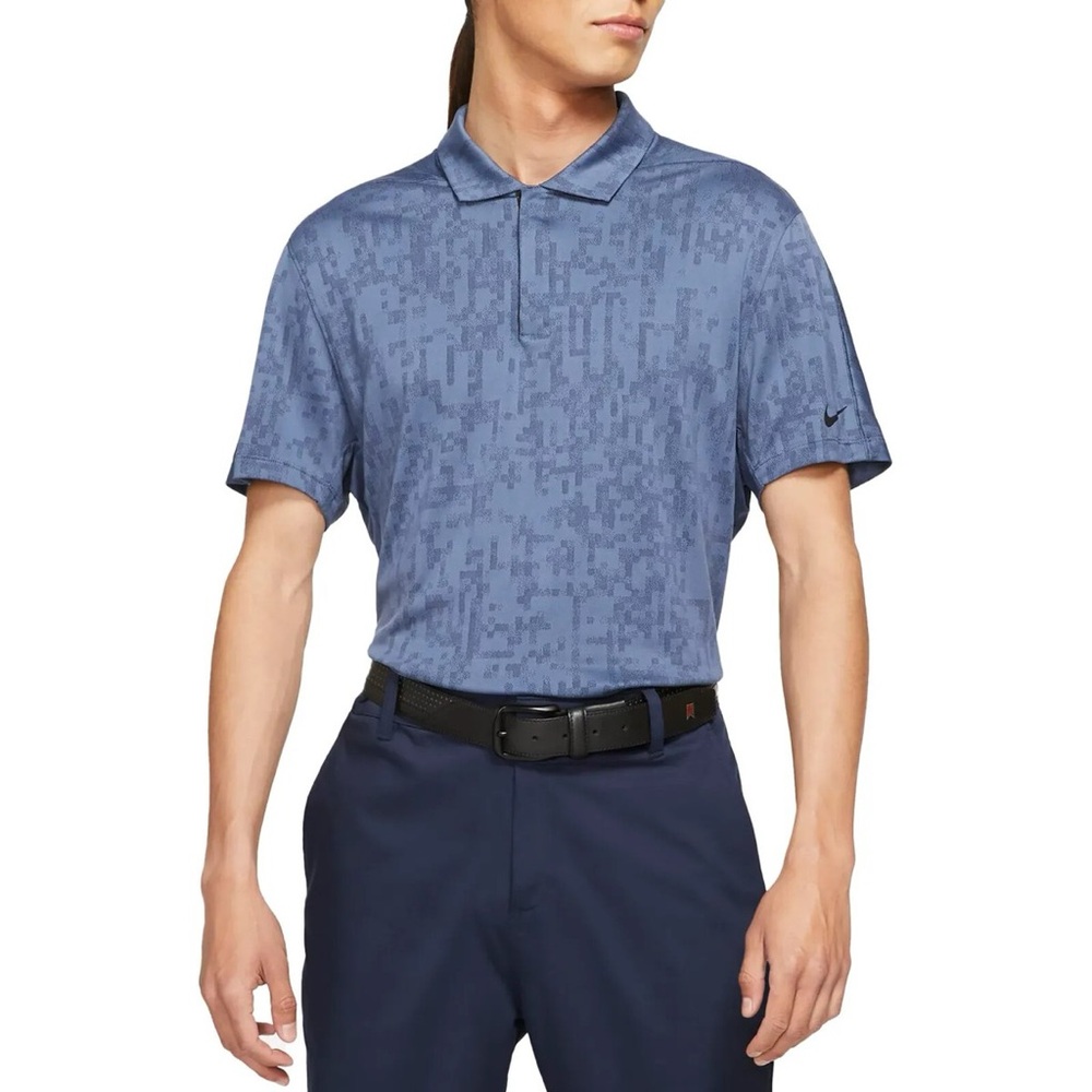 {Nike} Dri-Fit Tiger Woods Short Sleeve Golf Polo in Digi Camo Blue - Mens XL - Picture 2 of 13